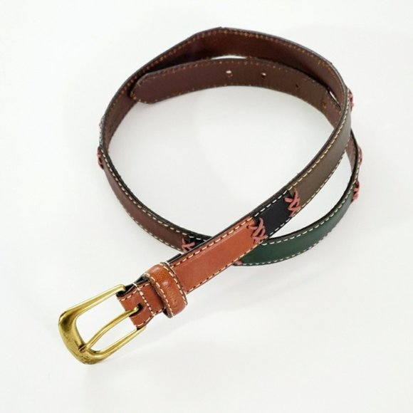 Relic Boho Multi Color Cross-Stitched Leather Belt - Picture 7 of 8